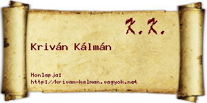Kriván Kálmán névjegykártya
